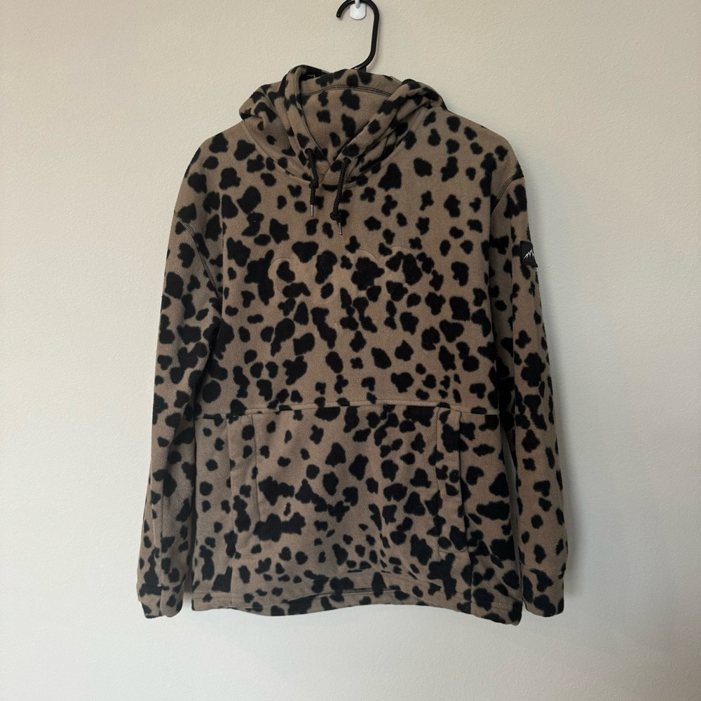 Women's Small Dope Snow Fleece Leopard Print Ski Snowboard Hoodie